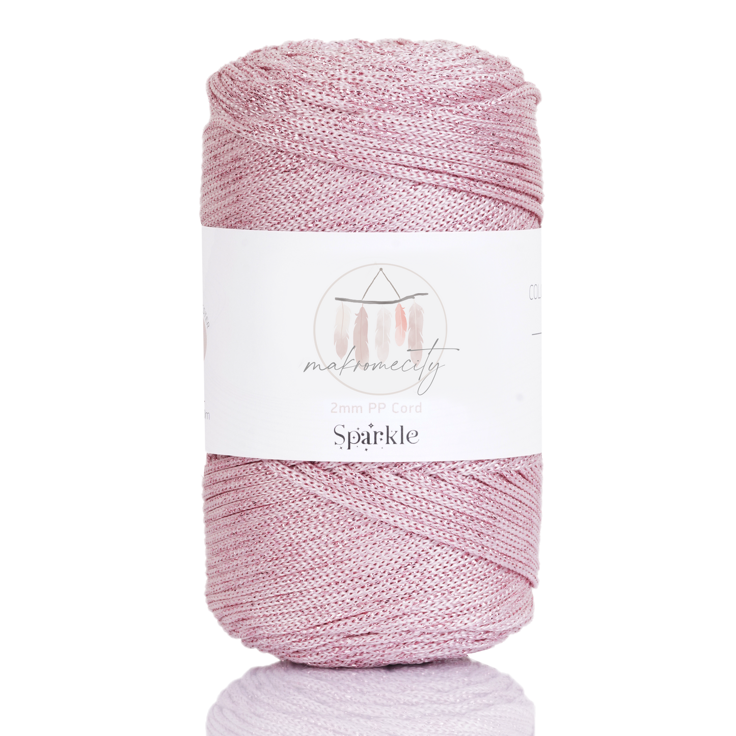 Sparkle Polyester Macrame Cord 2mm x 250 yards (750 feet) - Baby Pink Sparkle