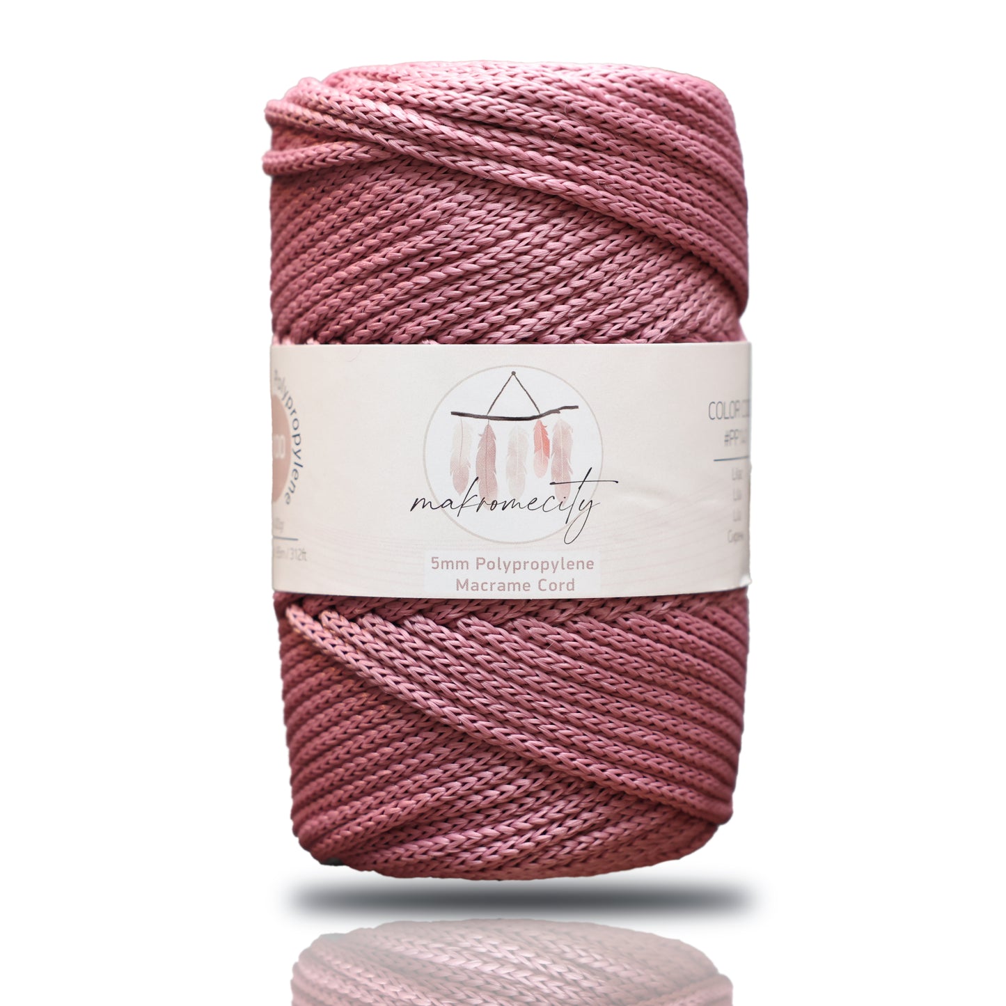 Polyester Macrame Cord 5mm x 104 Yards (311 feet) Polypropylene - Dusty Rose