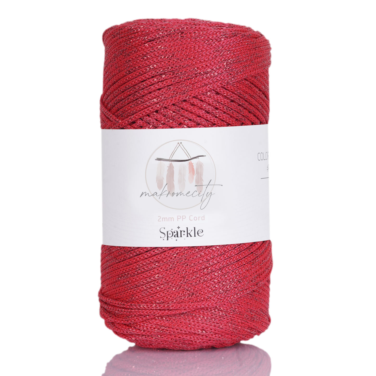 Sparkle Polyester Macrame Cord 2mm x 250 yards (750 feet) - Red Sparkle