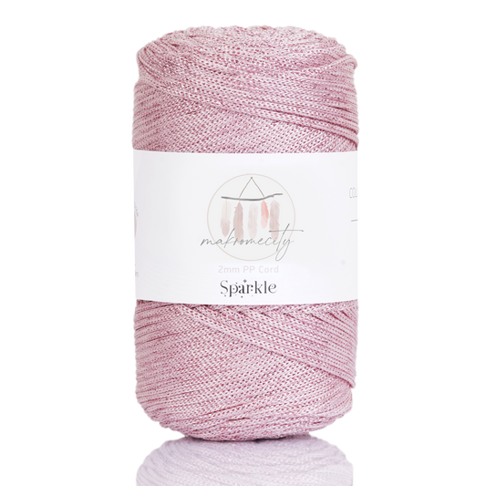 Sparkle Polyester Macrame Cord 2mm x 125 yards (375 feet)  - Baby Pink Sparkle