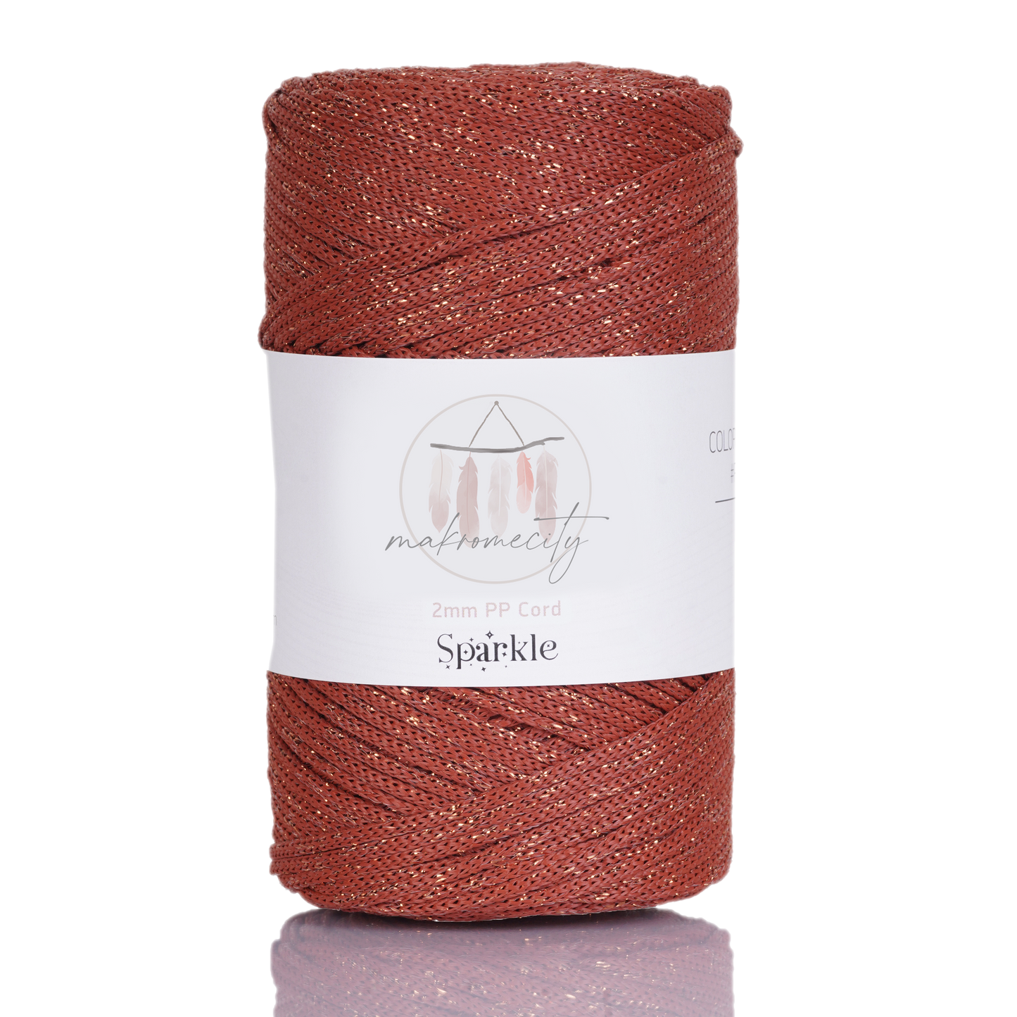 Sparkle Polyester Macrame Cord 2mm x 125 yards (375 feet)  - Brick Sparkle
