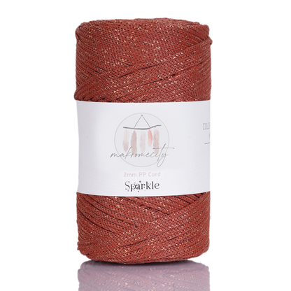 Sparkle Polyester Macrame Cord 2mm x 125 yards (375 feet)  - Brick Sparkle