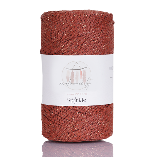 Sparkle Polyester Macrame Cord 2mm x 125 yards (375 feet)  - Brick Sparkle