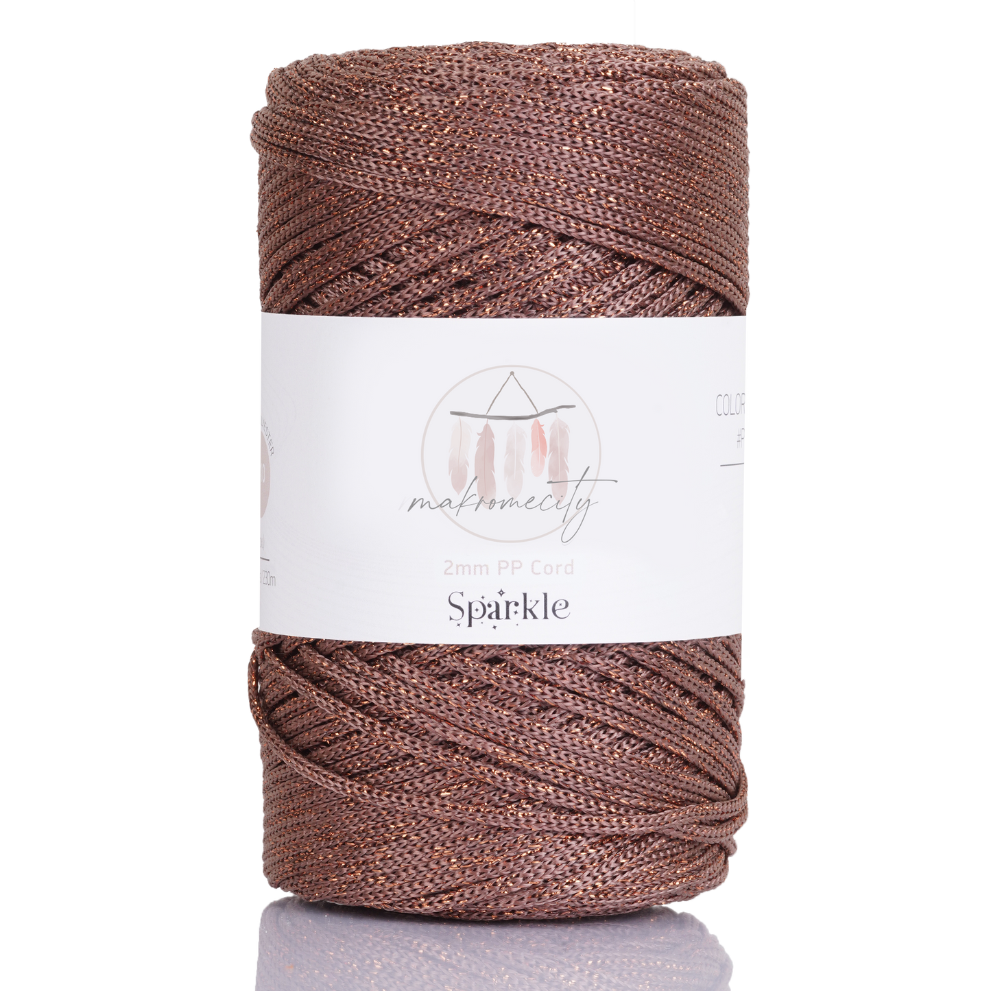 Sparkle Polyester Macrame Cord 2mm x 125 yards (375 feet)  - Copper Sparkle