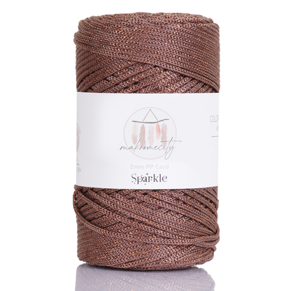 Sparkle Polyester Macrame Cord 2mm x 125 yards (375 feet)  - Copper Sparkle