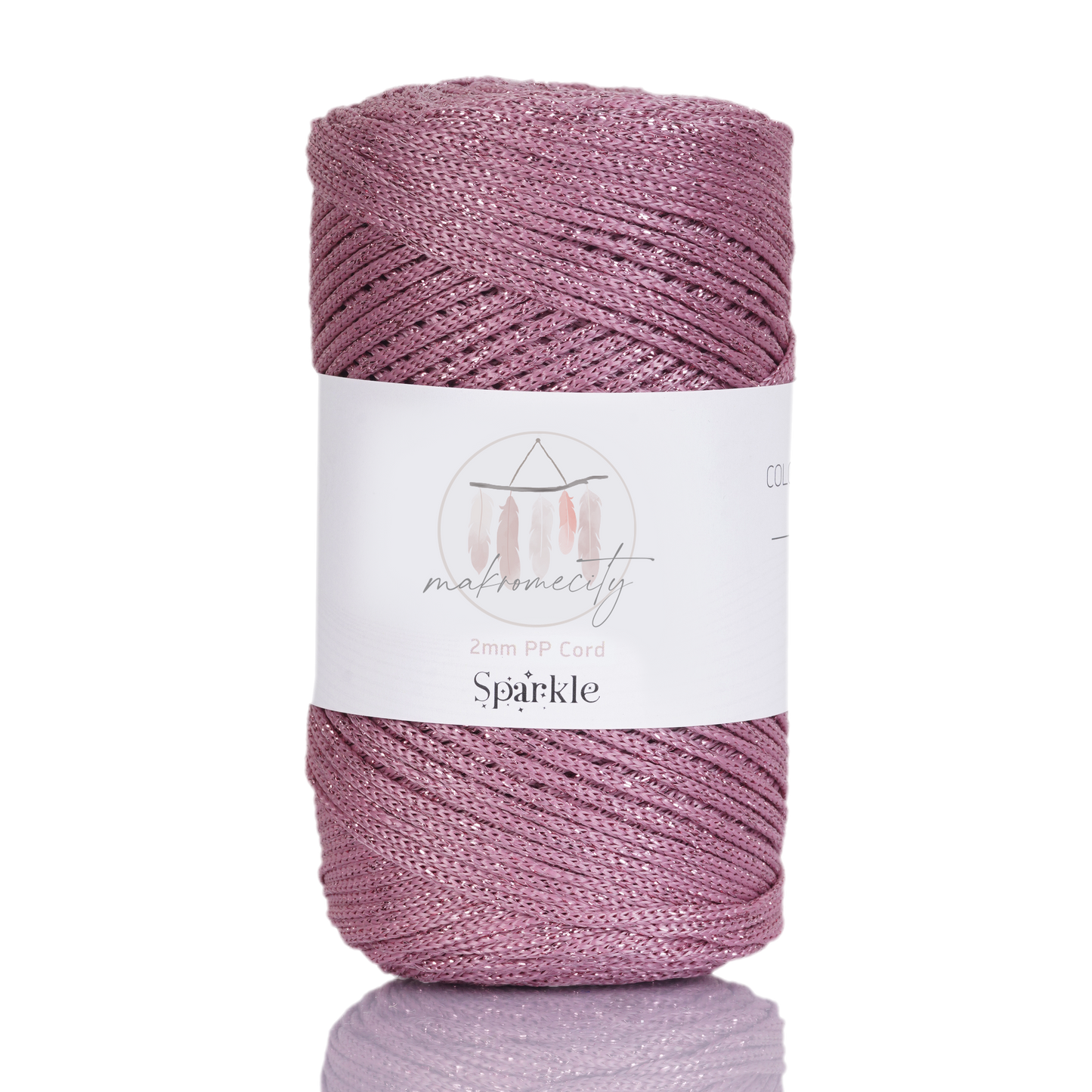 Sparkle Polyester Macrame Cord 2mm x 125 yards (375 feet)  - Dusty Rose Sparkle