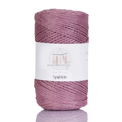 Sparkle Polyester Macrame Cord 2mm x 125 yards (375 feet)  - Dusty Rose Sparkle