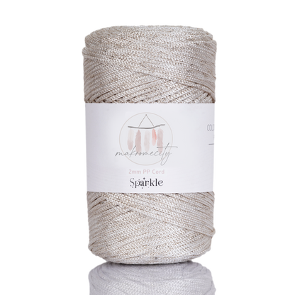 Sparkle Polyester Macrame Cord 2mm x 125 yards (375 feet)  - Ecru Sparkle