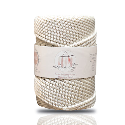 Polyester Macrame Cord 5mm x 104 Yards (311 feet) Polypropylene - Ecru