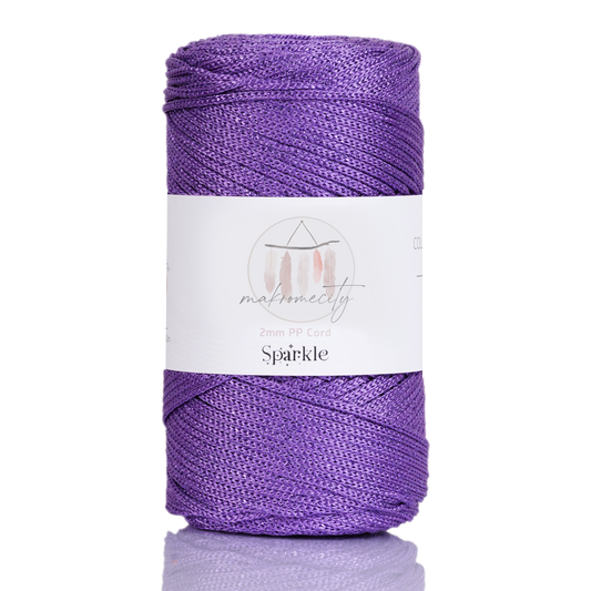 Sparkle Polyester Macrame Cord 2mm x 125 yards (375 feet)  - Lilac Sparkle