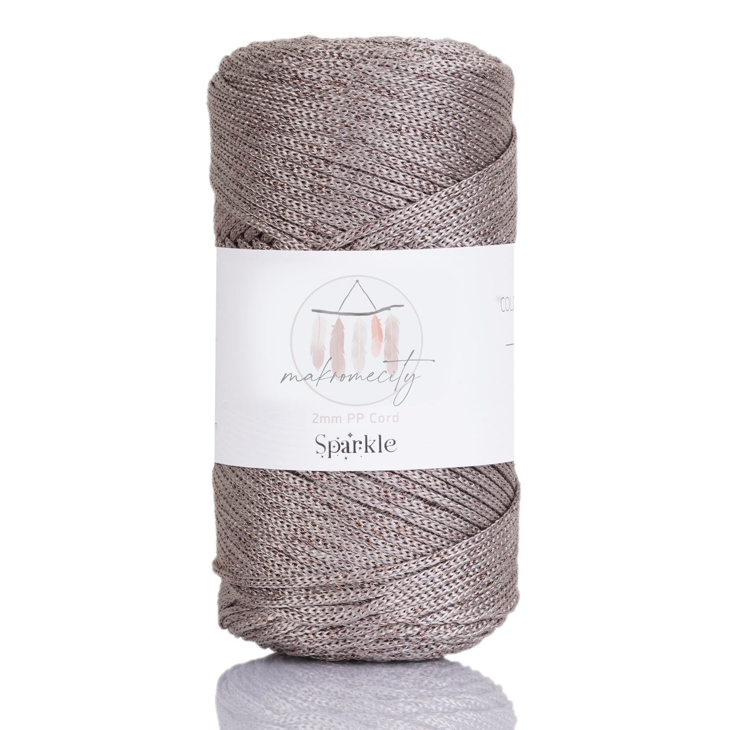 Sparkle Polyester Macrame Cord 2mm x 125 yards (375 feet)  - Mink Sparkle