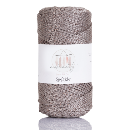 Sparkle Polyester Macrame Cord 2mm x 125 yards (375 feet)  - Mink Sparkle