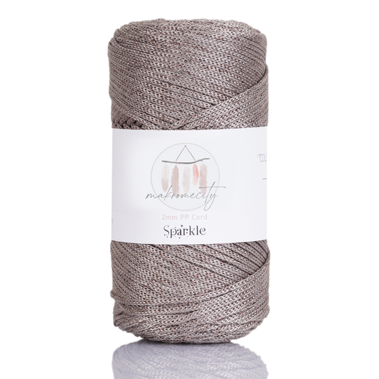 Sparkle Polyester Macrame Cord 2mm x 125 yards (375 feet)  - Mink Sparkle