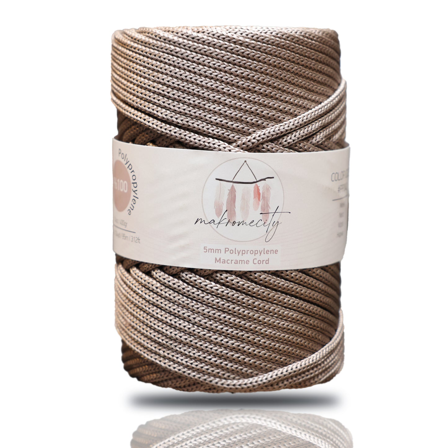 Polyester Macrame Cord 5mm x 104 Yards (311 feet) Polypropylene - Mink