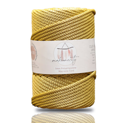 Polyester Macrame Cord 5mm x 104 Yards (311 feet) Polypropylene - Mustard