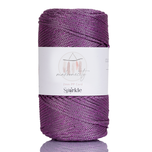 Sparkle Polyester Macrame Cord 2mm x 125 yards (375 feet)  - Plum Sparkle