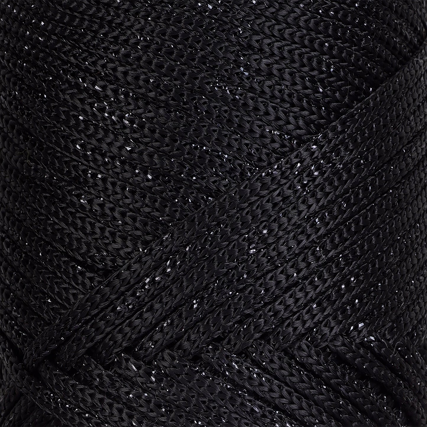 Sparkle Polyester Macrame Cord 2mm x 125 yards (375 feet)  - Black Sparkle