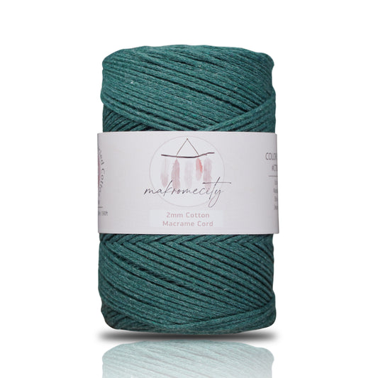 Cotton Macrame Cord 2mm x 195 Yards (590 feet) 2mm - Forest Green