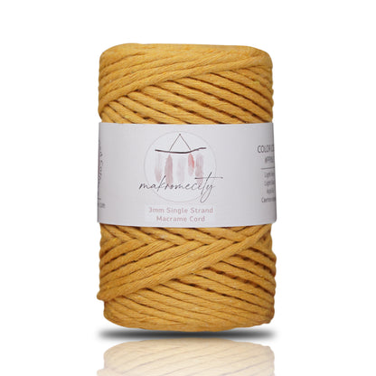 Single Strand Macrame Cord 3 mm x 109 Yards (328 feet) - Mustard
