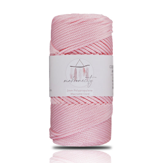 Polyester Macrame Cord 2mm x 125 Yards (375 feet) 2mm Polypropylene - Baby Pink