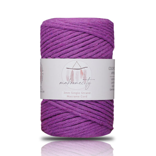 Single Strand Macrame Cord 3 mm x 109 Yards (328 feet) - Purple