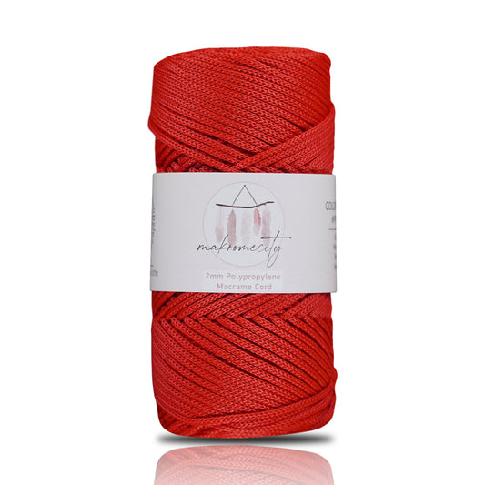 Polyester Macrame Cord 2mm x 125 Yards (375 feet) 2mm Polypropylene - Red